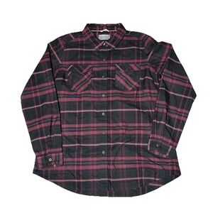 Simms Western Shirt Women's SZ L Red Black Plaid Lightweight Fishing Button Up